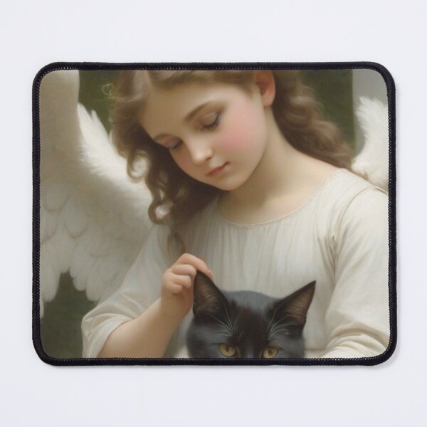 Item preview, William Bougereau Angel Style caring of her cat designed and sold by PawPawa.