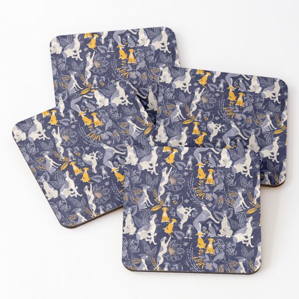 Item preview,  Greyhound midnight blue and yellow pattern designed and sold by Iluvmygreyhound.