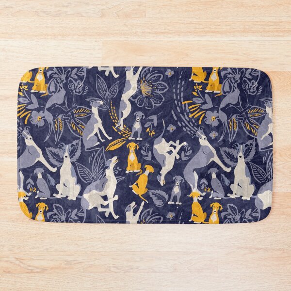 Item preview,  Greyhound midnight blue and yellow pattern designed and sold by Iluvmygreyhound.