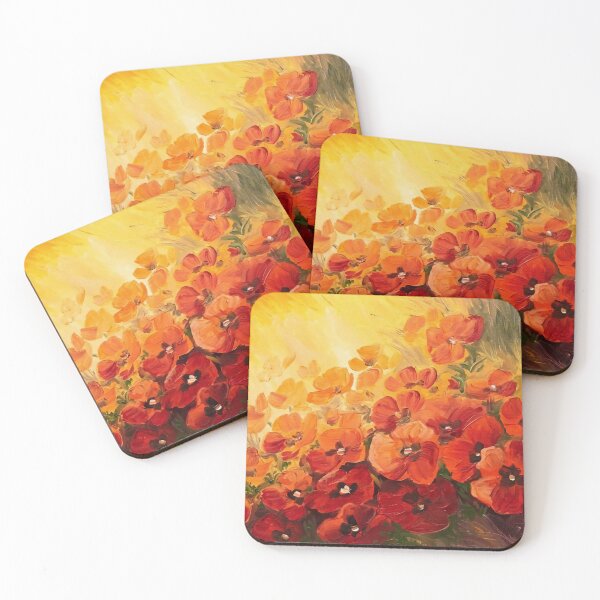 Item preview, Fiery poppy flowers painting, wall art designed and sold by clon-dot-net.