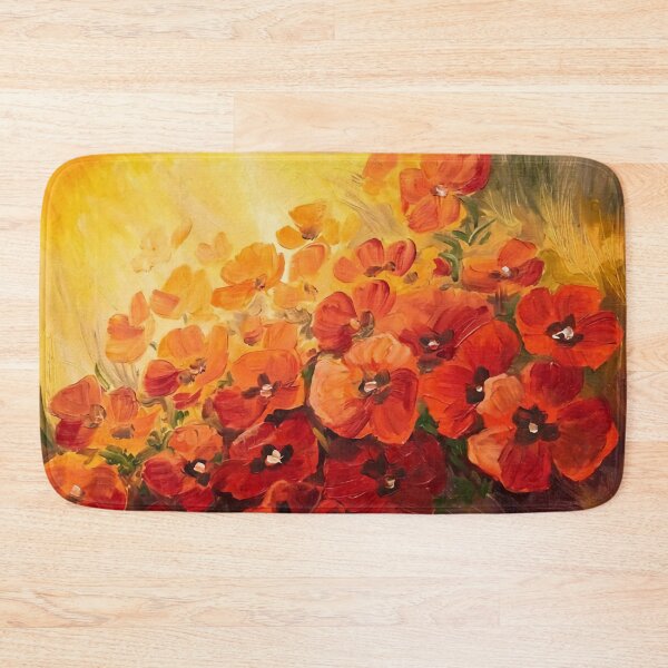 Item preview, Fiery poppy flowers painting, wall art designed and sold by clon-dot-net.