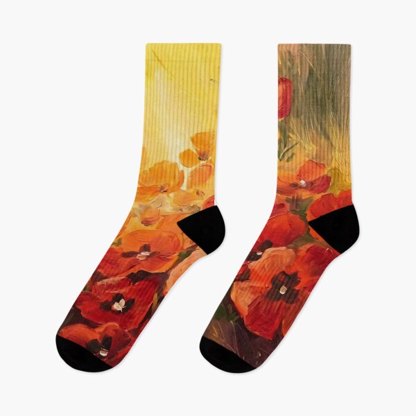 Item preview, Fiery poppy flowers painting, wall art designed and sold by clon-dot-net.