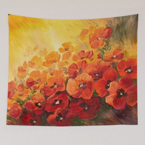 Item preview, Fiery poppy flowers painting, wall art designed and sold by clon-dot-net.