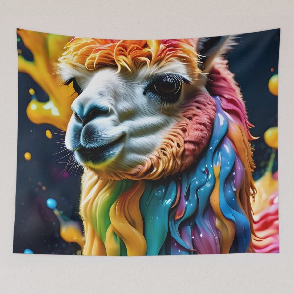 Aperçu de l'œuvre Cute Rainbow Alpaca Paint Splash créée et vendue par TheArtOfPat.