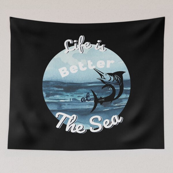 Item preview, Life is Better at the Sea. Fun fishing art. designed and sold by Verle-art.