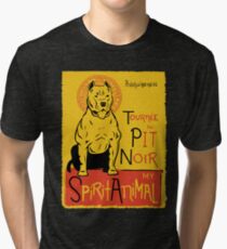 Funny Pit Bull Cute Dog Chat Noir Mashup Art Design Tri-blend T-Shirt