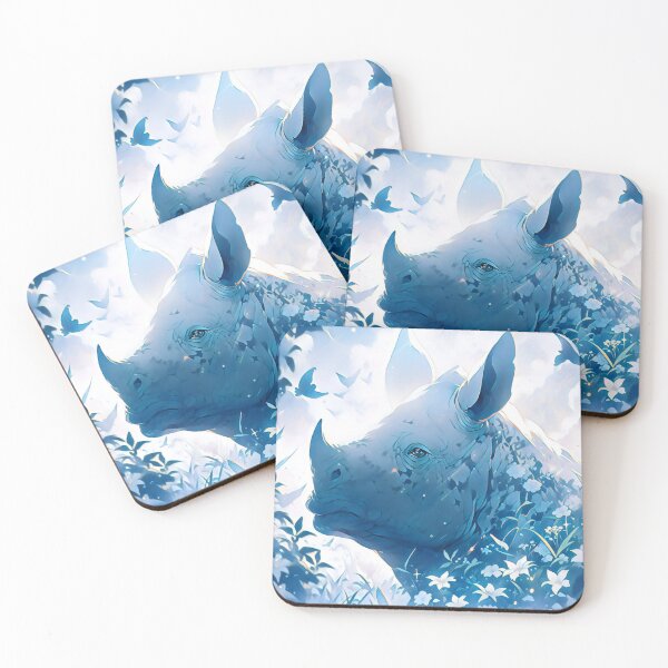 Item preview, Blue Floral Rhino Art designed and sold by TheAnimalZ00.