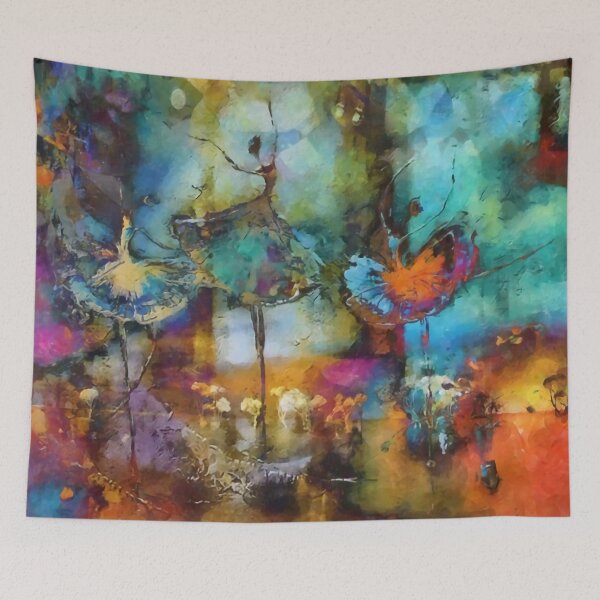 Item preview, Colorful abstraction with dancing ballerinas painting designed and sold by clon-dot-net.