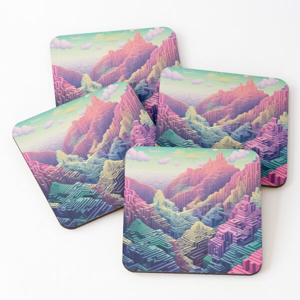 Item preview, Multicolor pixelated dreamscape landscape designed and sold by TheMoxieHouse.
