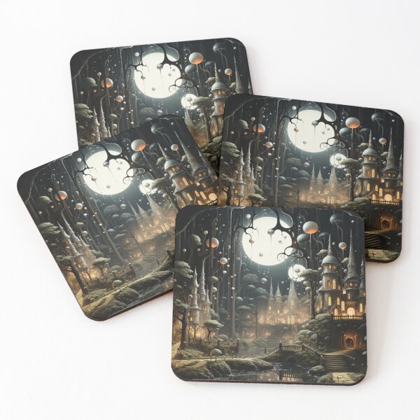 Item preview, digital art fancy moon city imagine country village designed and sold by UILOVE.