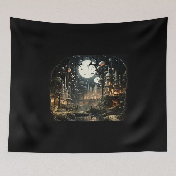 Item preview, digital art fancy moon city imagine country village designed and sold by UILOVE.