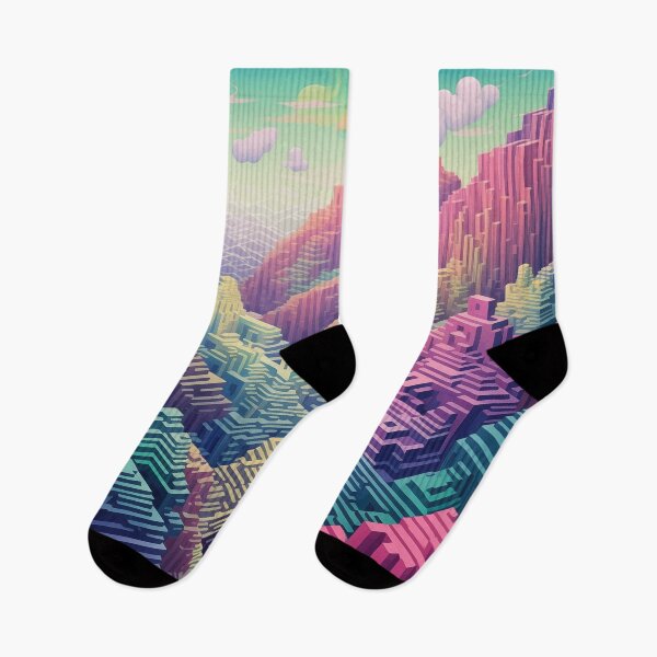 Item preview, Multicolor pixelated dreamscape landscape designed and sold by TheMoxieHouse.
