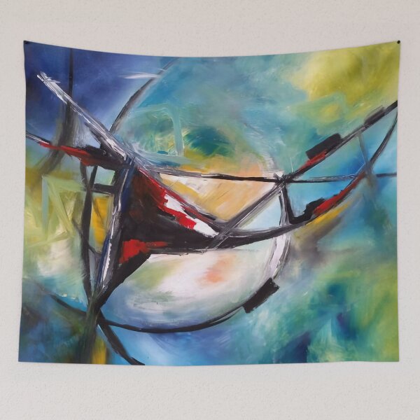 Item preview, Intense colorful abstraction in blue and yellow painting designed and sold by clon-dot-net.