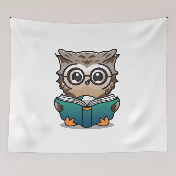 Item preview, Cute Owl Reading - Funny Reading Owl Art Men Women Kids Bookworm Book Lovers  designed and sold by Wiss2Arts.