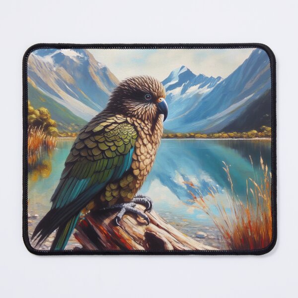 Item preview, New Zealand Kea with the Milford Sound in the background designed and sold by Kathysartroom.