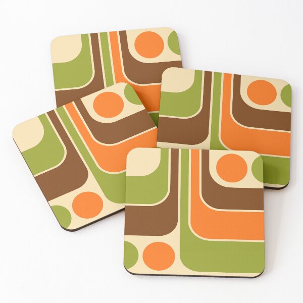 Item preview, Retro Mod 1970s Geometric Stripes Orange Brown and Green designed and sold by tonymagnerart.