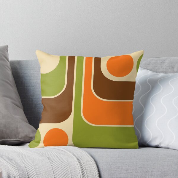 Item preview, Retro Mod 1970s Geometric Stripes Orange Brown and Green designed and sold by tonymagnerart.