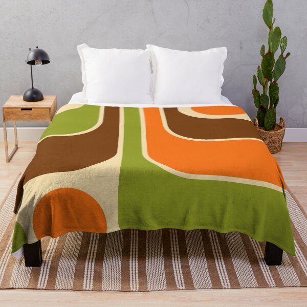 Item preview, Retro Mod 1970s Geometric Stripes Orange Brown and Green designed and sold by tonymagnerart.