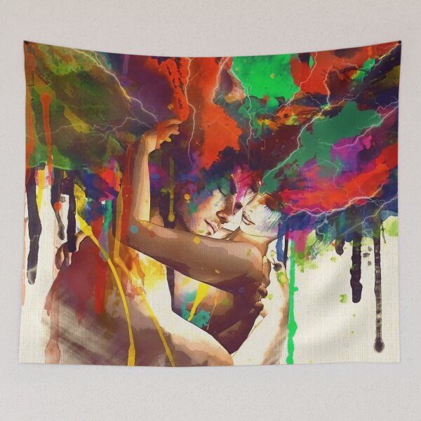 Item preview, A Couple's Warm Embrace - modern art painting designed and sold by clon-dot-net.