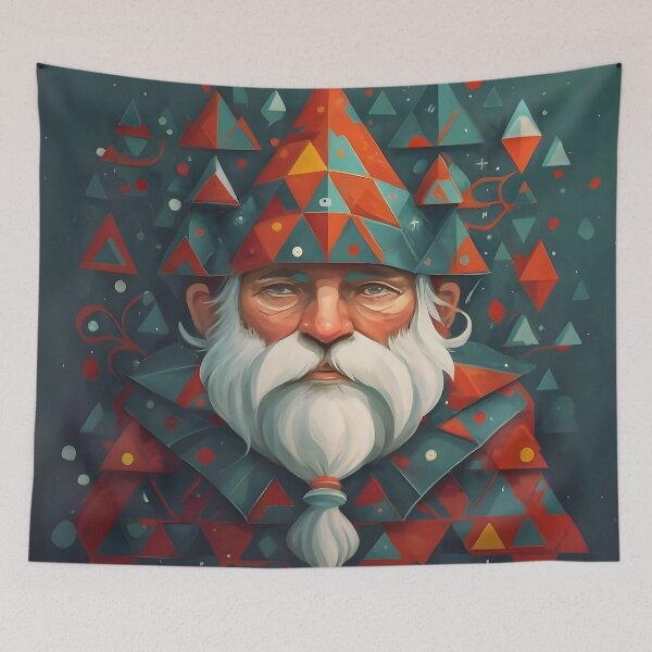 Item preview, Abstract Winter Red Geometric Gnome designed and sold by DragonRealms.