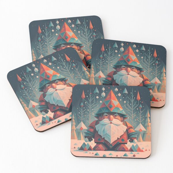 Item preview, Abstract Winter Red Geometric Gnome designed and sold by DragonRealms.