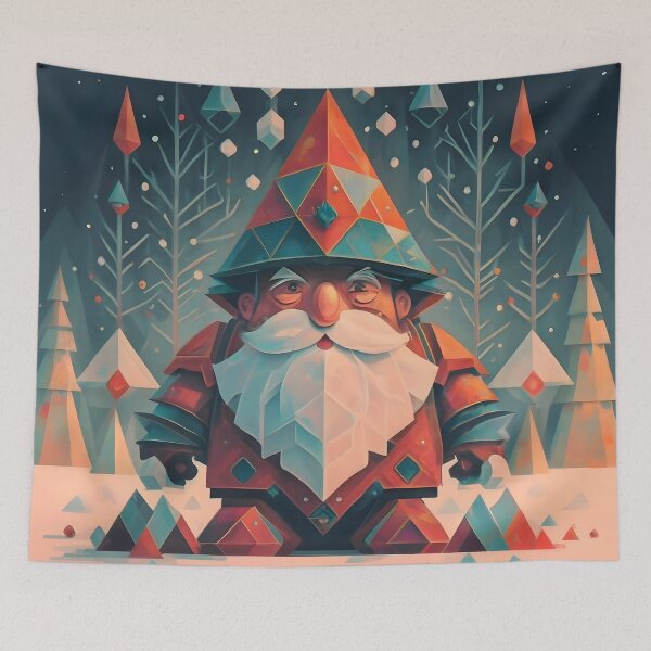 Item preview, Abstract Winter Red Geometric Gnome designed and sold by DragonRealms.
