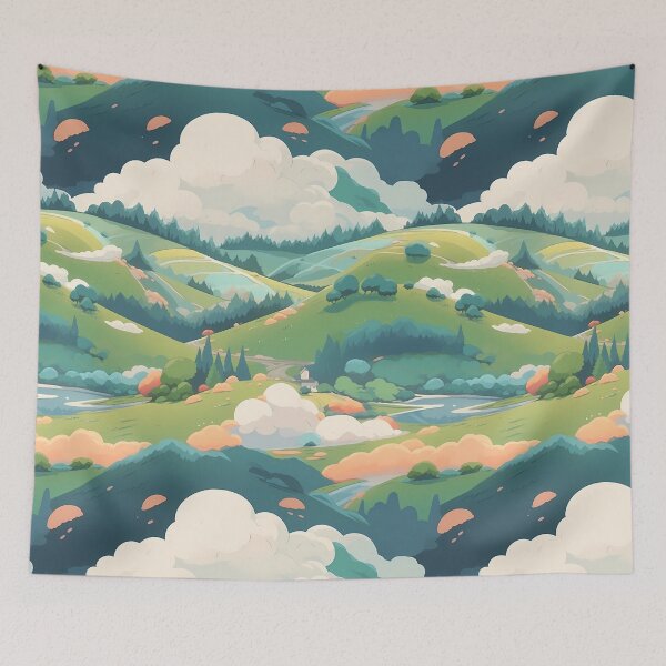 Item preview, Cute Hillside Meadow #12 designed and sold by CareToCanvas.
