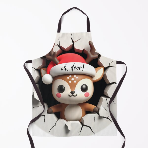 Item preview, Oh deer, oh dear, Adorable 3D wall breaking Christmas Reindeer wearing Santa hat designed and sold by LiLohaveaplan.