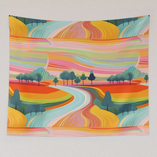 Item preview, Rainbow Roads Abstract Art #2 designed and sold by CareToCanvas.