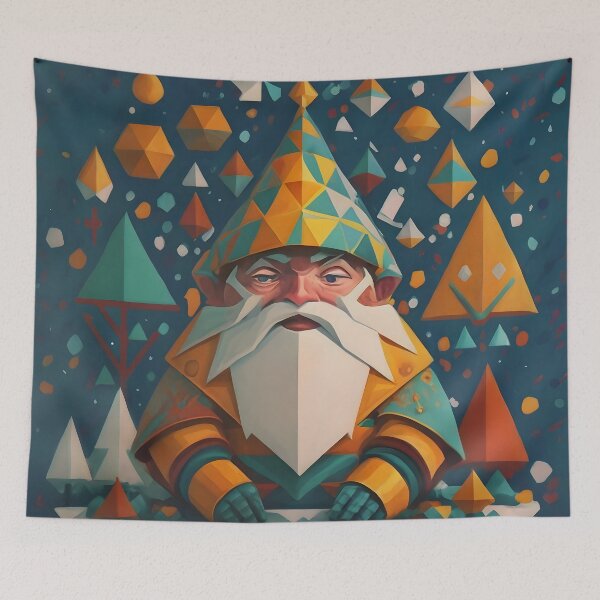 Item preview, Abstract Winter Green Geometric Gnome designed and sold by DragonRealms.