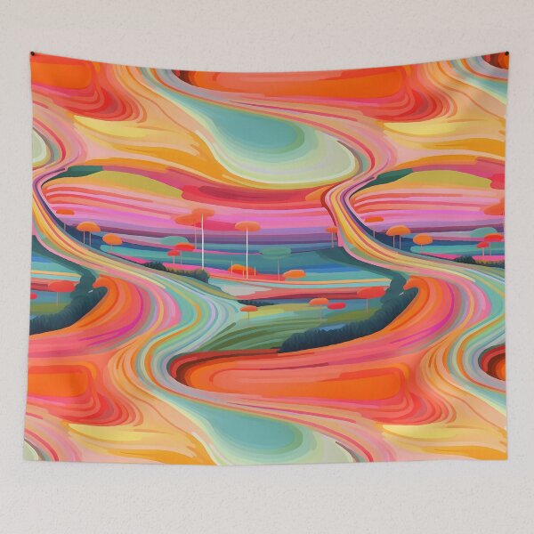 Item preview, Rainbow Roads Abstract Art #5 designed and sold by CareToCanvas.