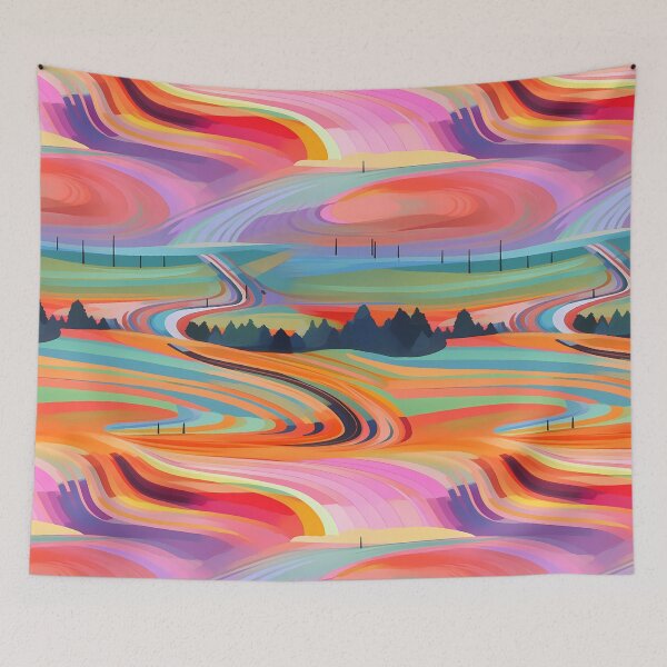 Item preview, Rainbow Roads Abstract Art #7 designed and sold by CareToCanvas.
