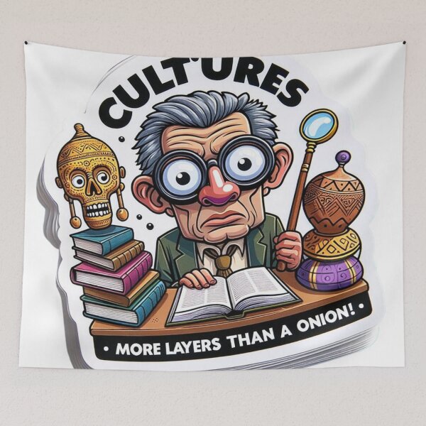 Item preview, Funny Anthropology Sticker: Quirky Cartoon Anthropologist & Cultural Artifacts designed and sold by bandjdesigns.