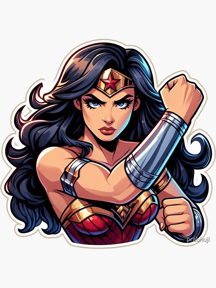 Thumbnail 3 of 3, Sticker, WONDER WOMAN designed and sold by prabhuji.