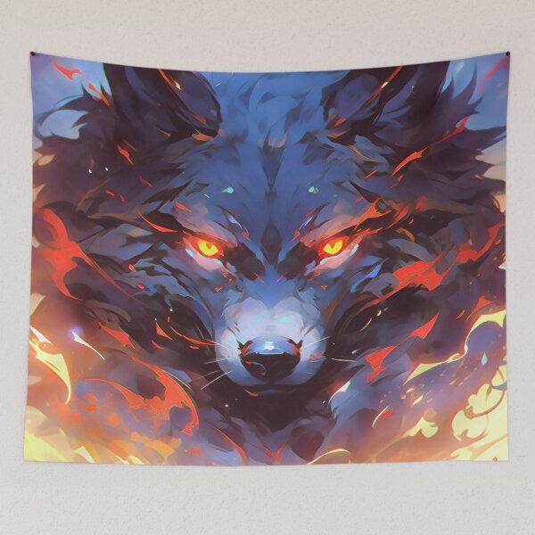 Item preview, Colorful Fiery Black Wolf  designed and sold by TheAnimalZ00.