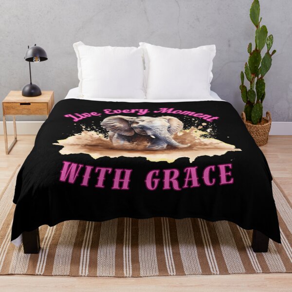 Item preview, Live Every Moment With Grace. elephant saying designed and sold by ElephantVibes.