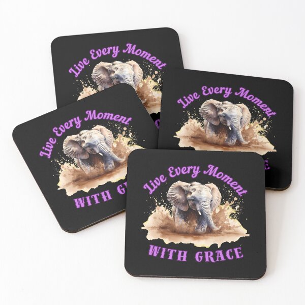 Item preview, Live Every Moment With Grace. elephant quote designed and sold by ElephantVibes.