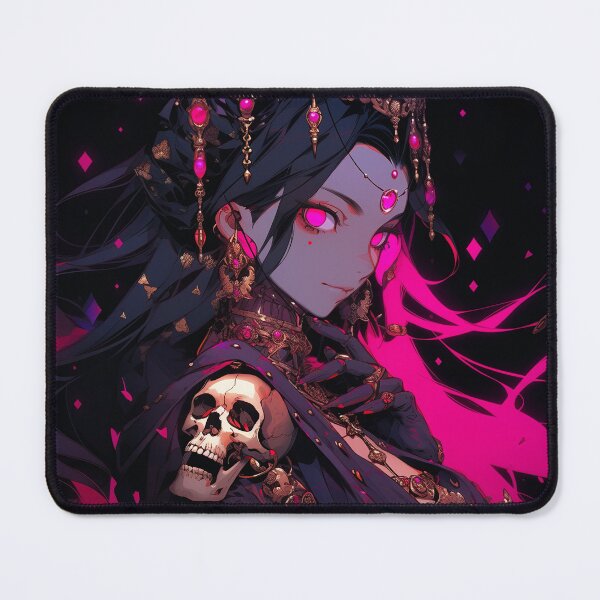 Item preview, Dark Fantasy Hot Pink Skull Anime Girl designed and sold by bubblegoth.