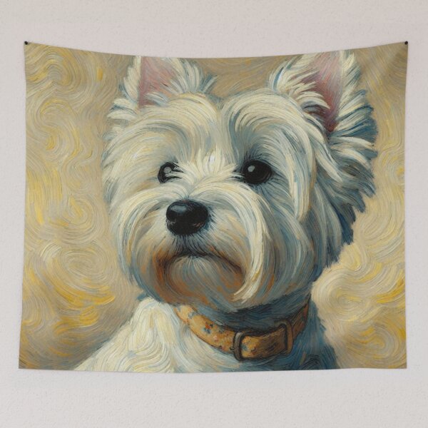 Item preview, Westie with Yellow-ish Background - West Highland Terrier Oil Painting designed and sold by Star-Fragment.