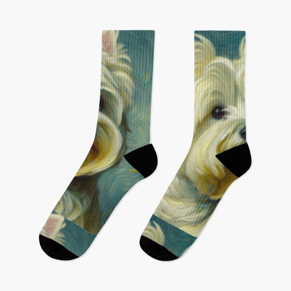 Item preview, Westie with Swirly Blue Background - West Highland Terrier Oil Painting designed and sold by Star-Fragment.