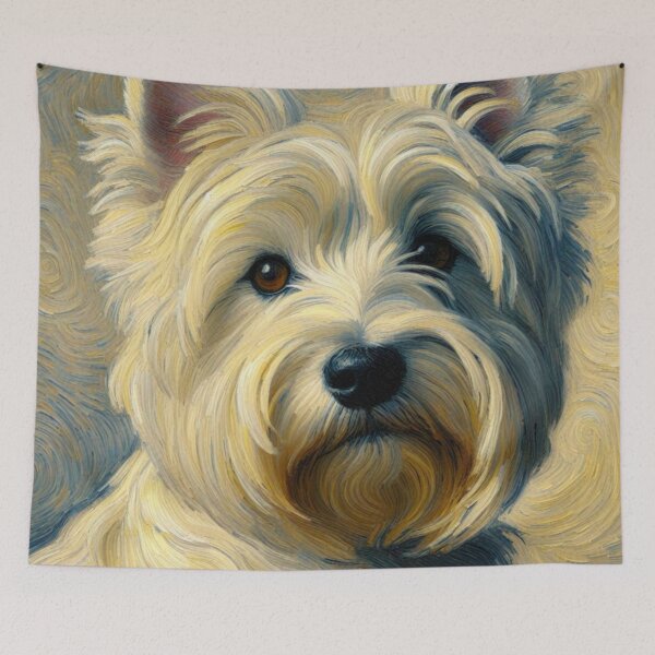 Item preview, Westie with Yellow Background - West Highland Terrier Oil Painting designed and sold by Star-Fragment.