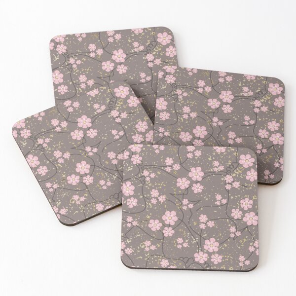 Item preview, Cute pink flower and brown gold theme pattern - pastel design  designed and sold by HoneyBlizz.