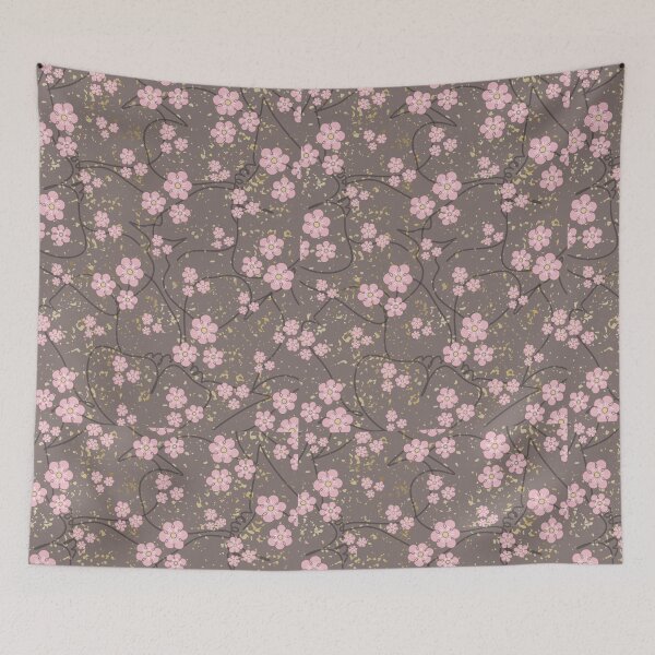 Item preview, Cute pink flower and brown gold theme pattern - pastel design  designed and sold by HoneyBlizz.
