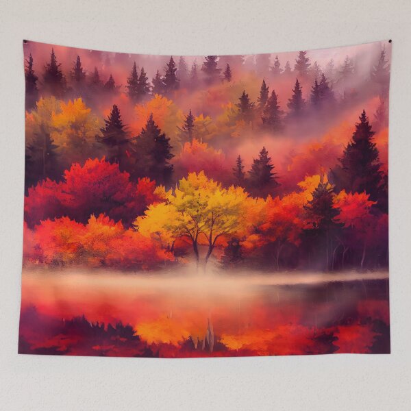 Item preview, Colorful Autumn Landscape Watercolor designed and sold by Red Witch Art.