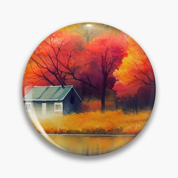 Item preview, Colorful Autumn Landscape Watercolor designed and sold by Red Witch Art.