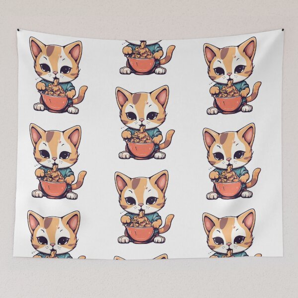 Item preview, Cute Cat Eating designed and sold by AYBOSHOP.