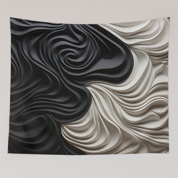 Item preview, Swooping yin-yang inspired black and white pattern designed and sold by TheMoxieHouse.
