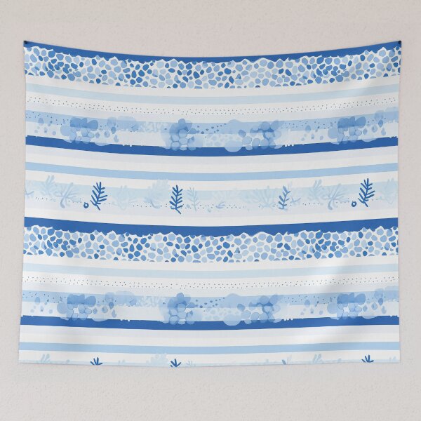 Aperçu de l'œuvre Motif bleu impressionniste horizontal créée et vendue par TheMoxieHouse.