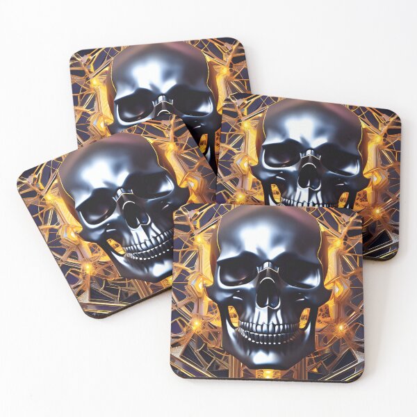 Item preview, Black Silver Chrome Electric Skull designed and sold by TheArtOfPat.