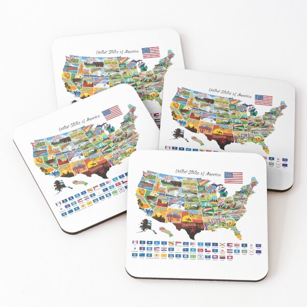 Item preview, USA colorfull and Cartoonish Map designed and sold by madtao82.